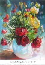 Persian buttercups 1, Oil on Canvas